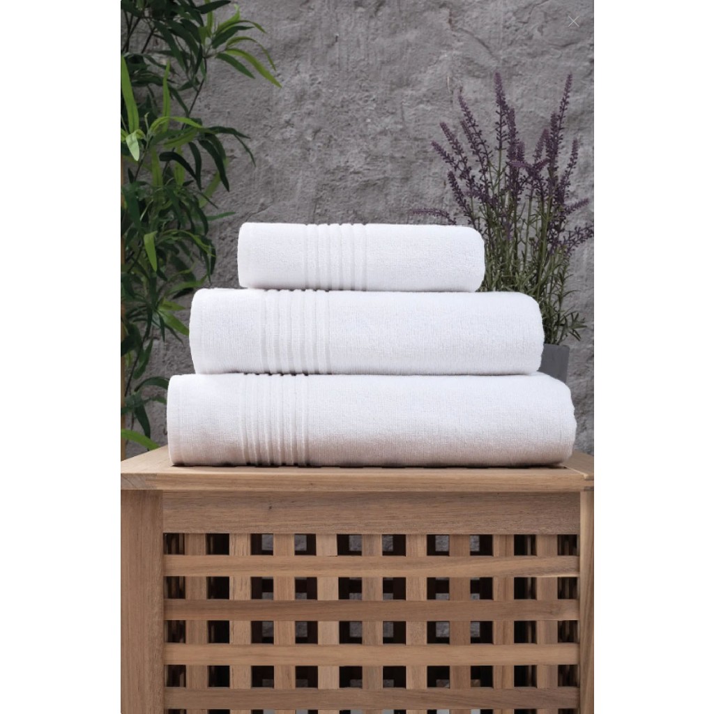 Eumenia 50 x 90 cm Çizgi Desen Beyaz Otel Havlusu El / Yüz Havlusu Fiyatı