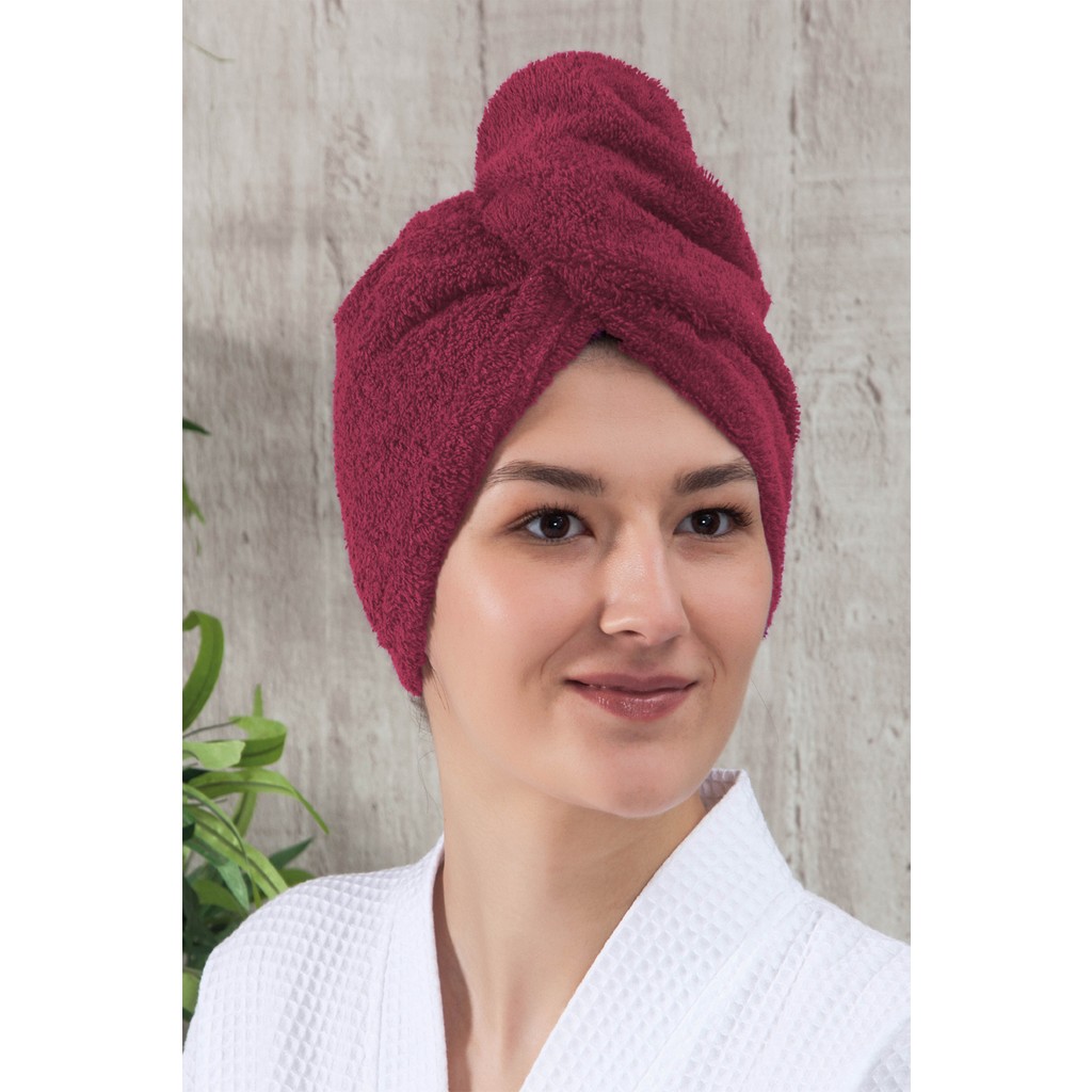 Eumenia Düz Eponj Düğmeli Havlu Bordo Saç Kurulama Bonesi - 30 x 60 cm El / Yüz Havlusu Fiyatı
