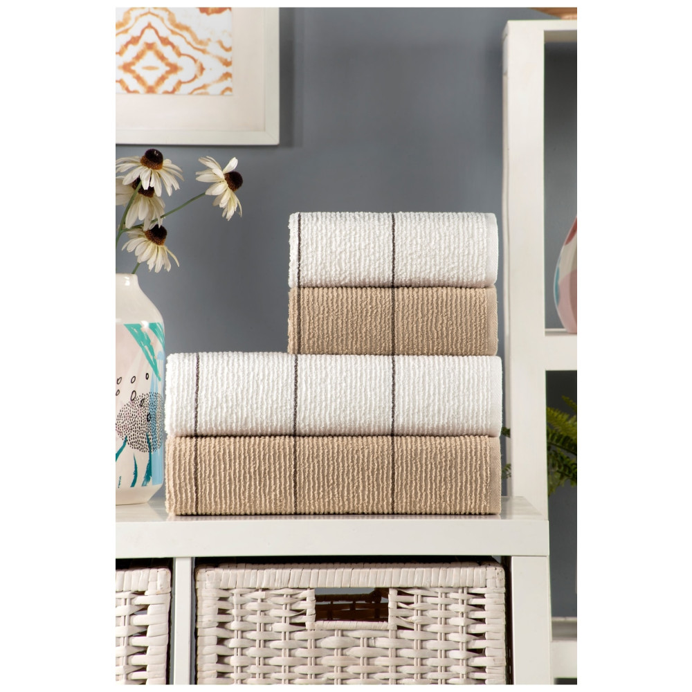 eumenia Sahara 50 X 85 – 70 X140 Cm 4lü Banyo Havlu Seti | Bej-krem Vtxmk107 Banyo Havlusu Fiyatı