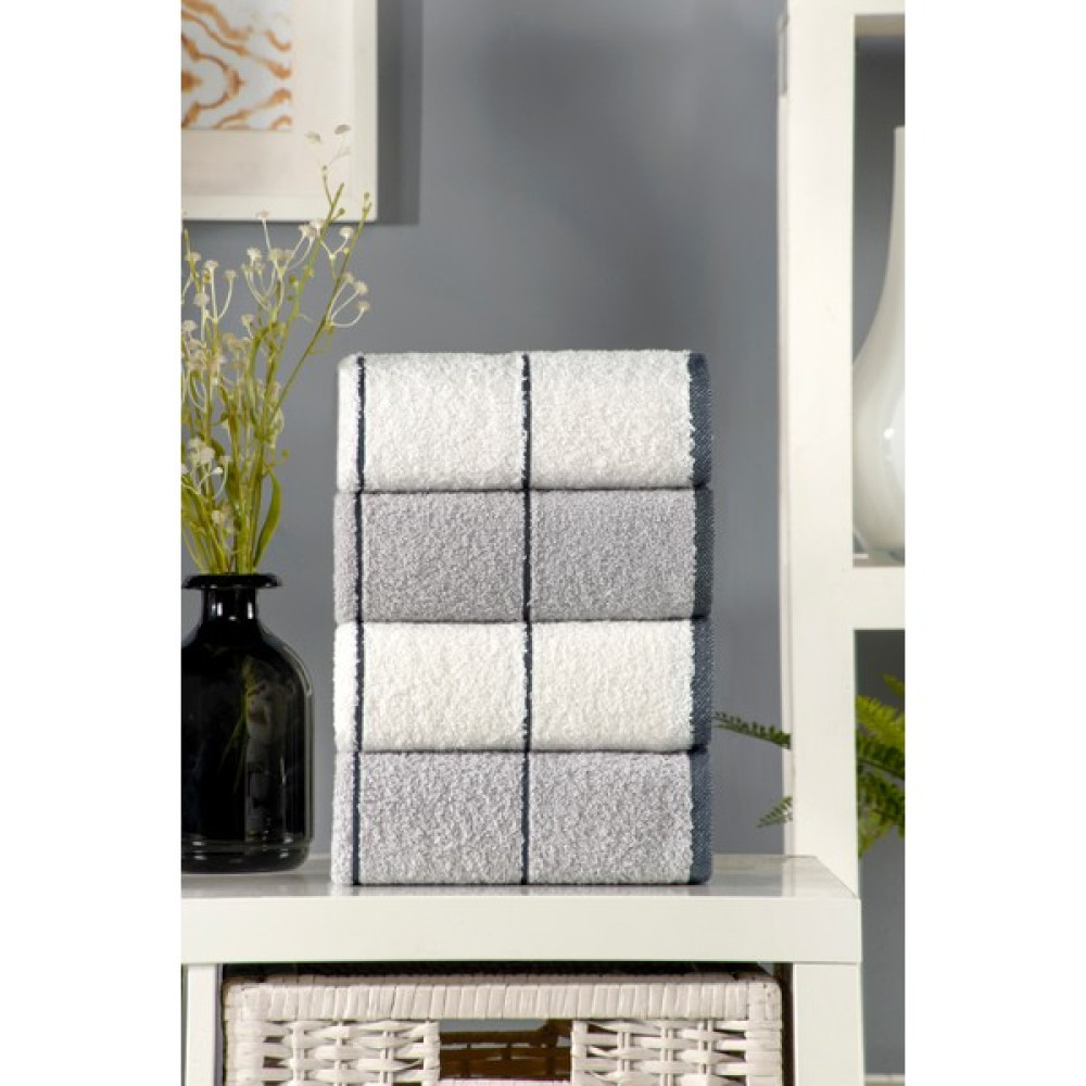 Eumenia Valona 50 x 85 cm 4'lü El ve Yüz Havlusu | Gri-Krem - 50 x 90 cm - Beyaz - Gri El / Yüz Havlusu Fiyatı