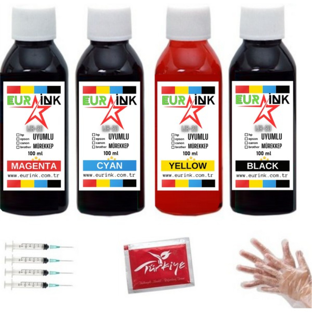 Eurink Epson Dolabi·len T1281-1291 Kartuşlara Uyumlu Mürekkep 100 ml x 4 Siyah ve Renkli Seti Kartuşlar Fiyatı
