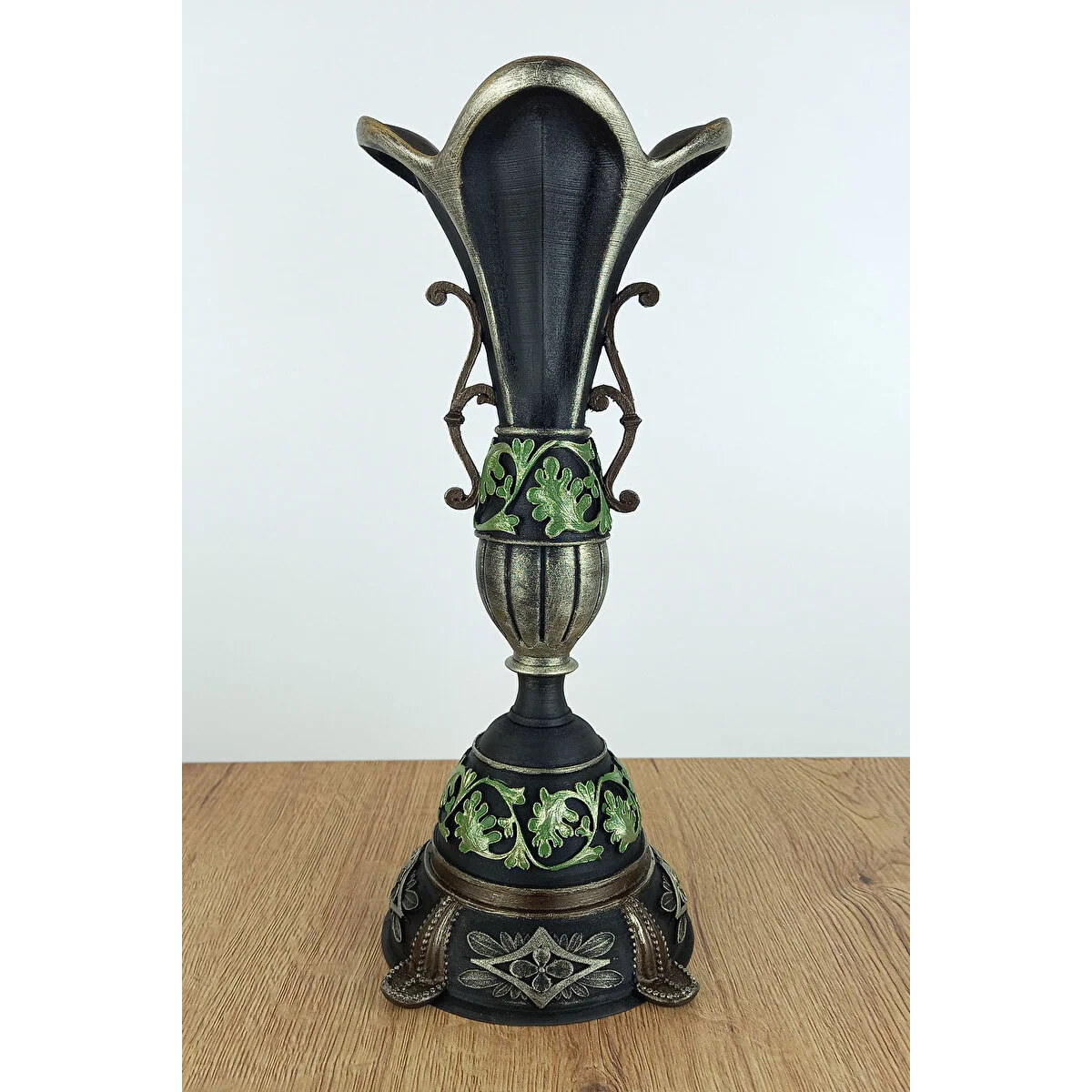 Euro Decora Dekoratif Klasik Yeşil Vazo Polyester Salon Ev Ve Ofis Aksesuar 33x14 Cm Biblo Fiyatı