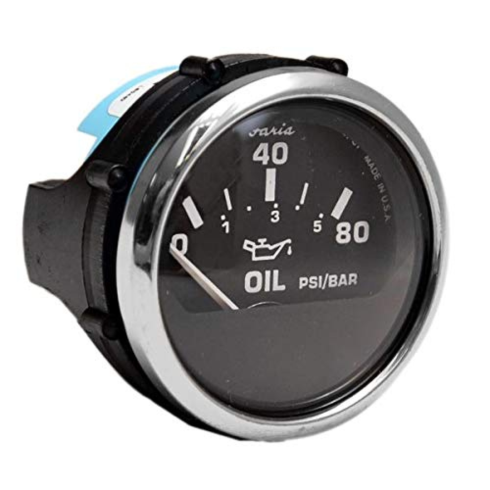 Euro Faria Boat Oil Pressure Gauge GP2487A Stainless Black 2 Inch