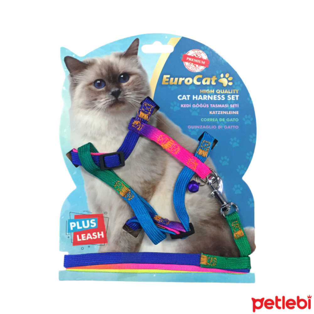EuroCat Gökkuşağı Desenli Yetişkin Kedi Göğüs Tasması 40cm-30cm/10mm Evcil Hayvan Ürünleri Fiyatı