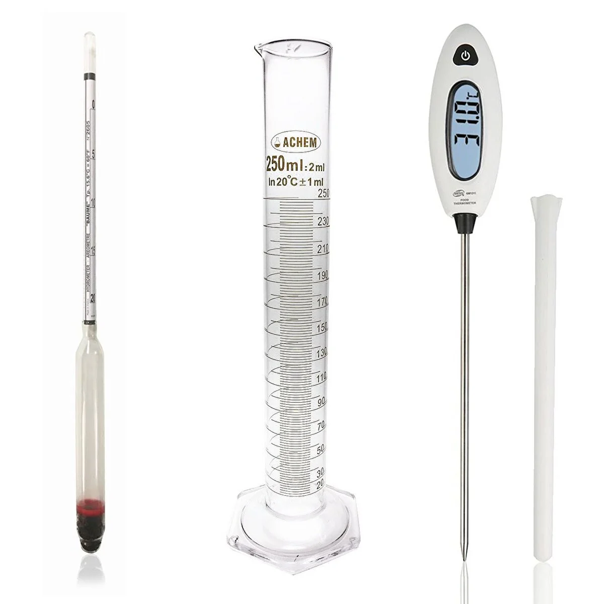 Eurodensimeter 0-20 Bomemetre Hidrometre 250ml Cam Mezür Ve Gm1311 Prob Termometre Seti Kaliteli Termometre & Higrometre Fiyatı