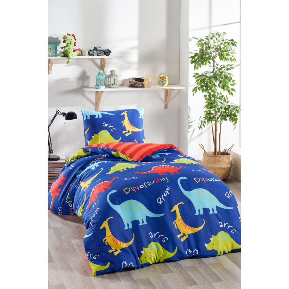 Ev & Ev Home Junior Nevresim Seti Tek Kişilik Dinazorus Mavi Bebek Nevresim Takımı Fiyatı