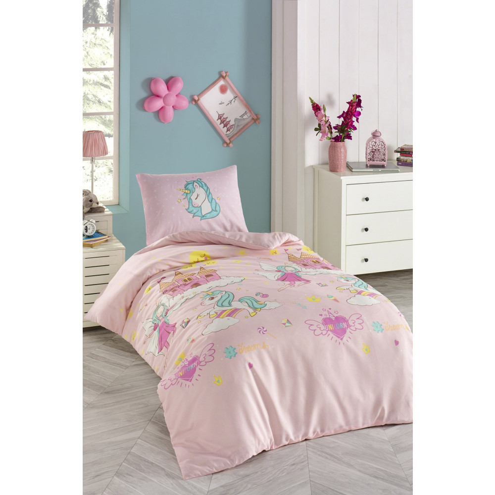 Ev & Ev Home Junior Nevresim Seti Tek Kişilik Unicorn Dreams Pembe Nevresim Takımı Fiyatı