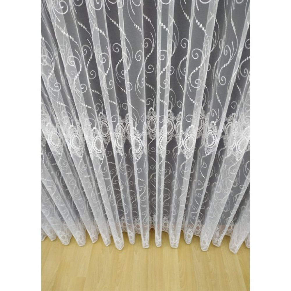 Ev İhtiyaçlarim Petek Üstü Damask Desen Brode Sanal Zemin OrtaPile Tül Perde - Kırık Beyaz - 100 x 200 cm Tül Perde Fiyatı
