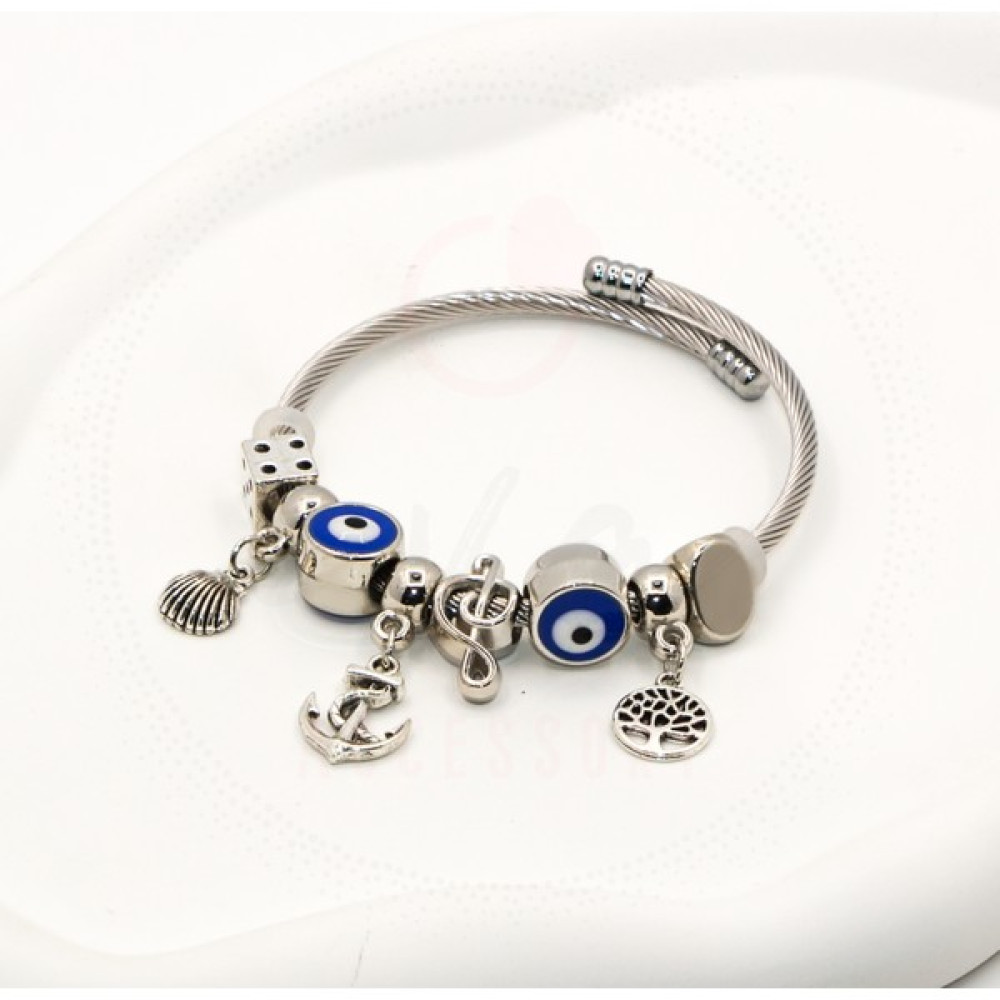 Eva Accessory Nazar Boncuklu ve Deniz Temalı Pandora Çelik Bileklik Saat ve Bileklik Aksesuarı Fiyatı