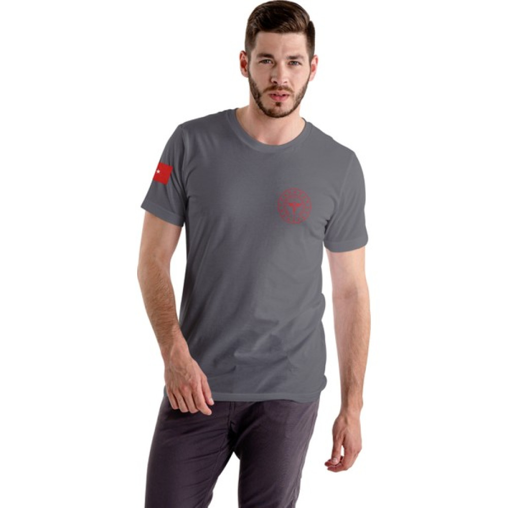 Eva Giyim - 112 Acil Sağlık Erkek Antrasit Gri Tişört %100 Pamuk Rahat Kalıp Bisiklet Yaka Erkek T-shirt Fiyatı