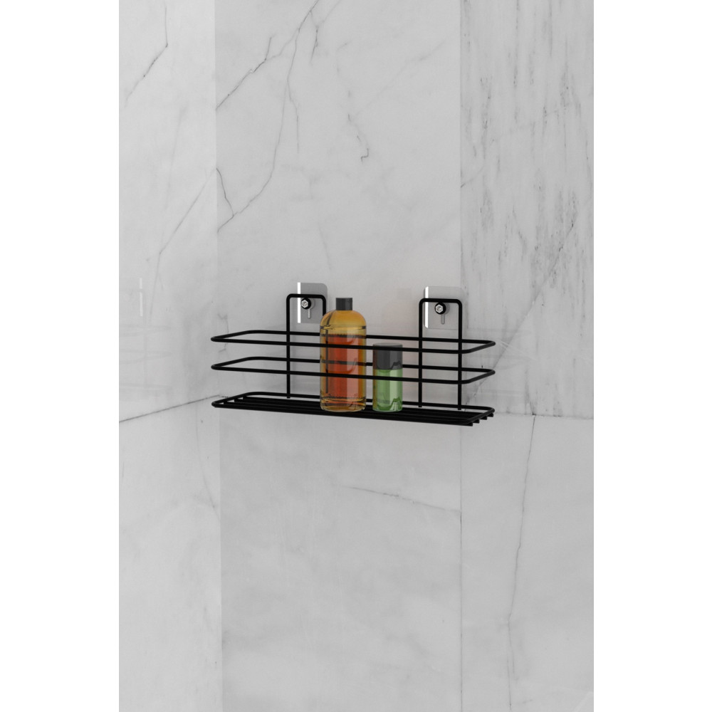 EVA METAL TASARIM Banyo Düzenleyici Şampuanlık Sabunluk Yapışkanlı Banyo Rafı Mat Siyah Duş Rafı Organizer Banyo Aksesuarları Fiyatı