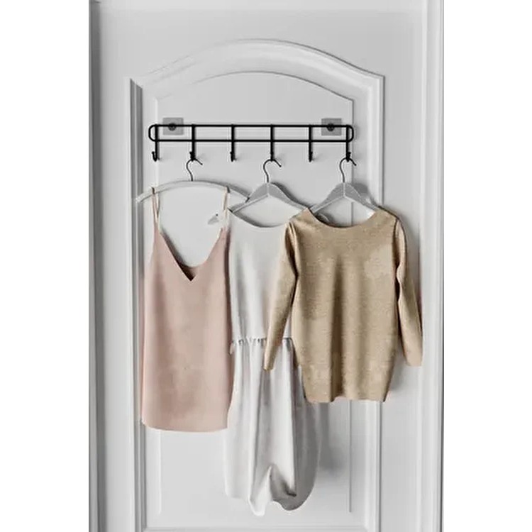 Eva Metal Tasarım Yapışkanlı Metal Duvar Elbise Askılığı Modern Tasarım 49 cm Siyah Kapı Arkası Kullanım Alanı Giyim & İç Giyim Fiyatı