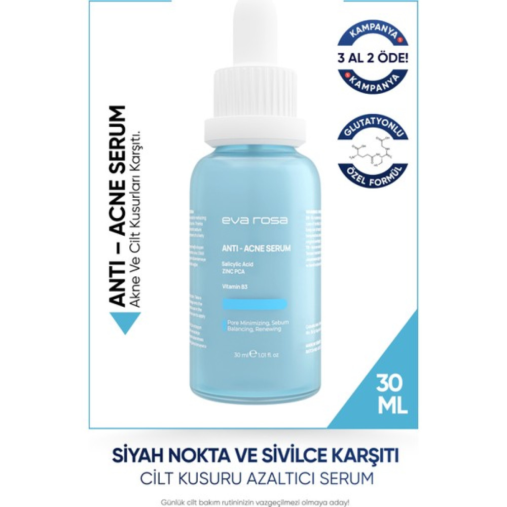 Eva Rosa Siyah Nokta ve Sivilce Karşıtı, Leke Karşıtı, Aydınlatıcı, Ton Eşitleyici Anti Akne Cilt Serumu 30 ml Anti-Aging / Yaşlanma Karşıtı Fiyatı