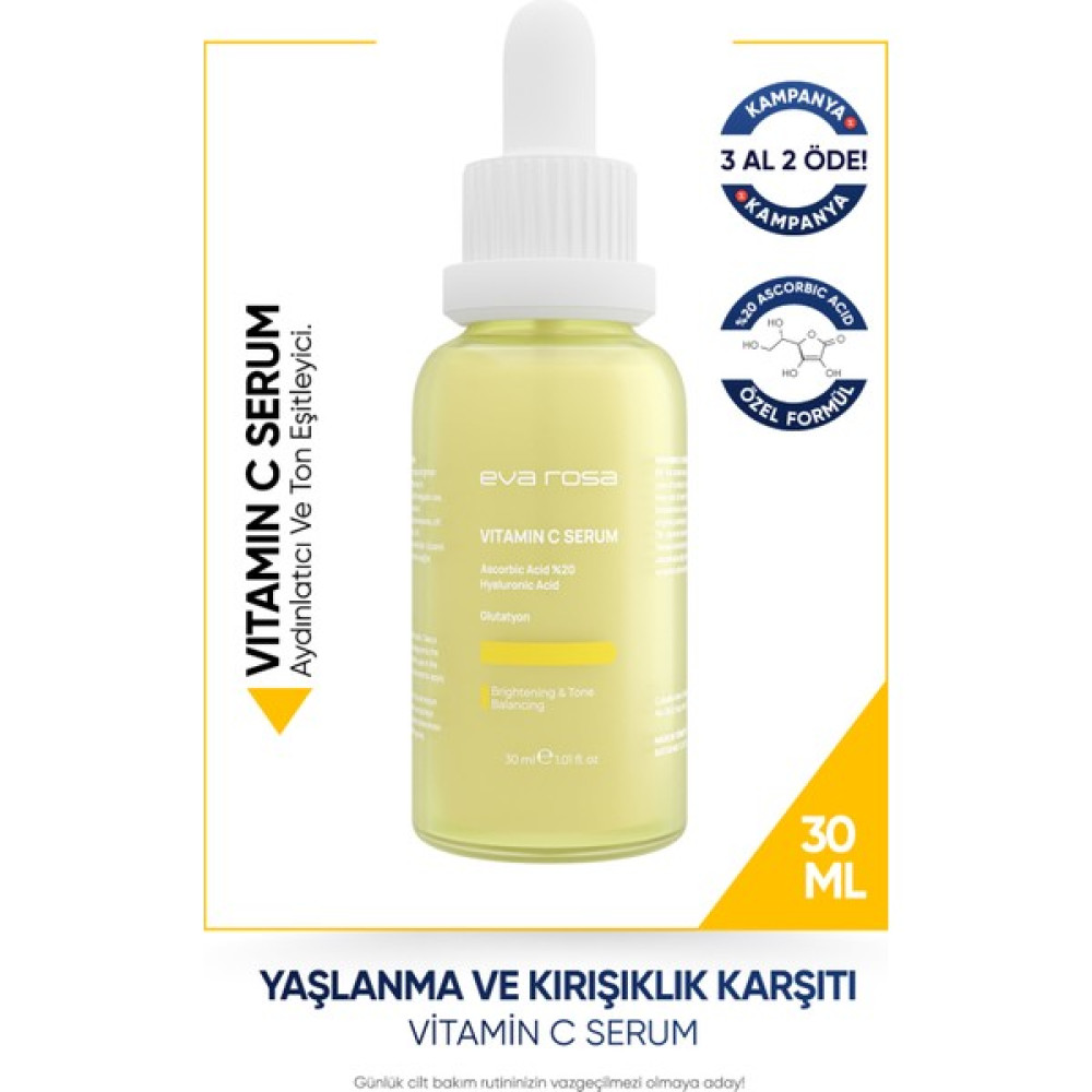 Eva Rosa Yaşlanma Karşıtı, Leke Karşıtı, Aydınlatıcı, Nemlendirici, Vitamin C Serum 30 ml Anti-Aging / Yaşlanma Karşıtı Fiyatı