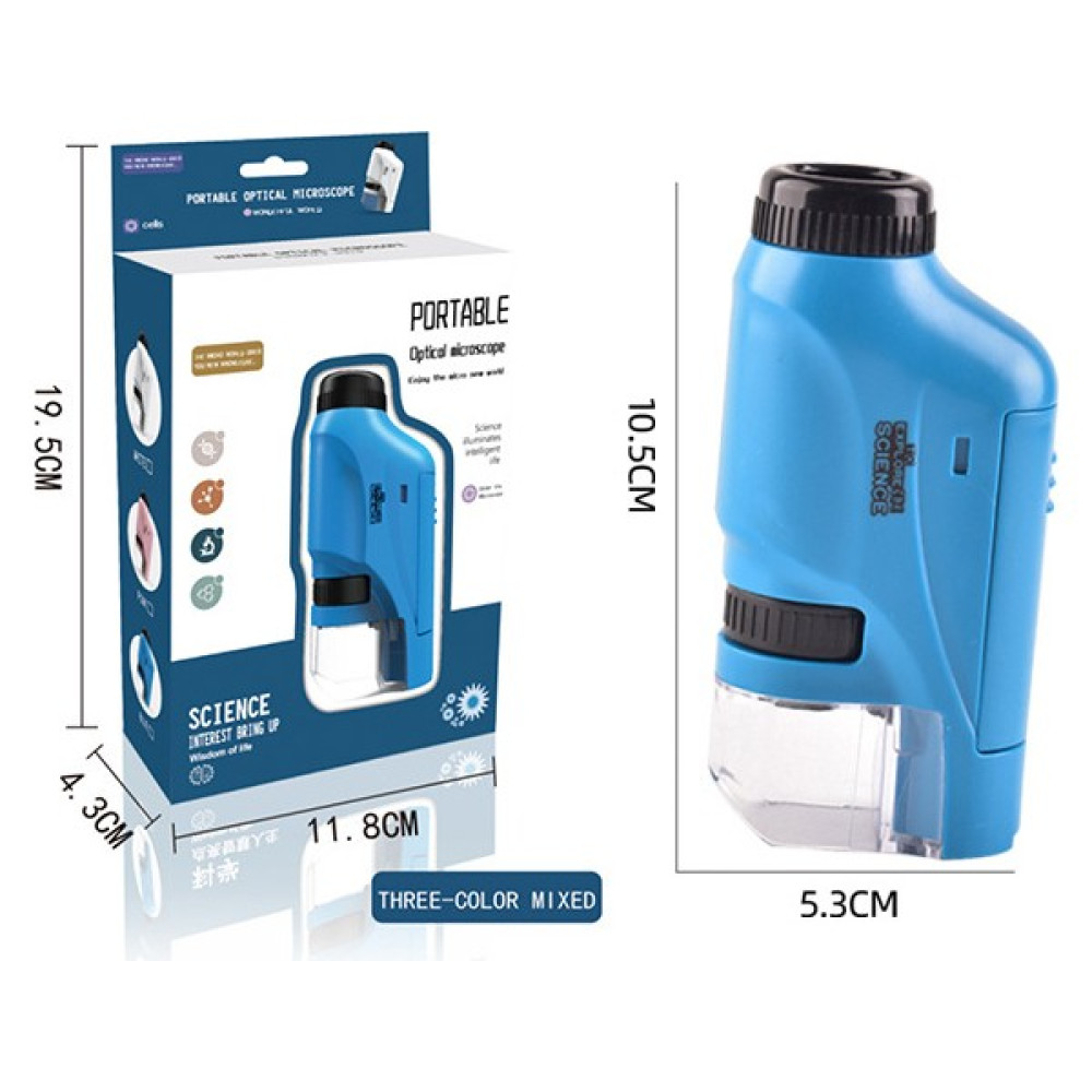 Eva Store1 60X-120X LED Işıklı Cep Mikroskobu MM-300 (Yurt Dışından) - Mavi - children's microscope - 5.3*10.5*2CM Mikroskop Fiyatı
