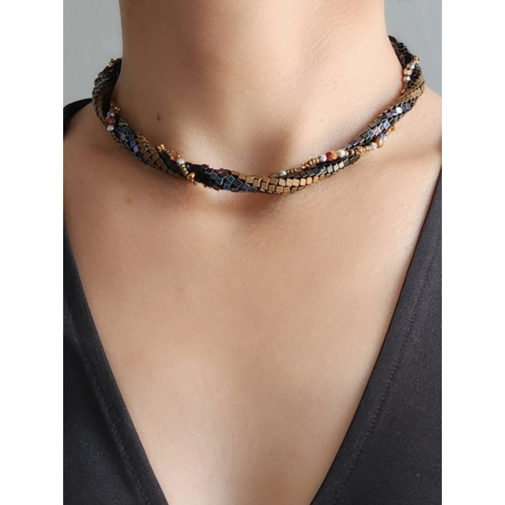 Eva Takı Üçgen Miyuki Tila Boncuklu Choker Tasma Model Gerdanlık Kolye - Renkli Bijuteri Kolye Fiyatı