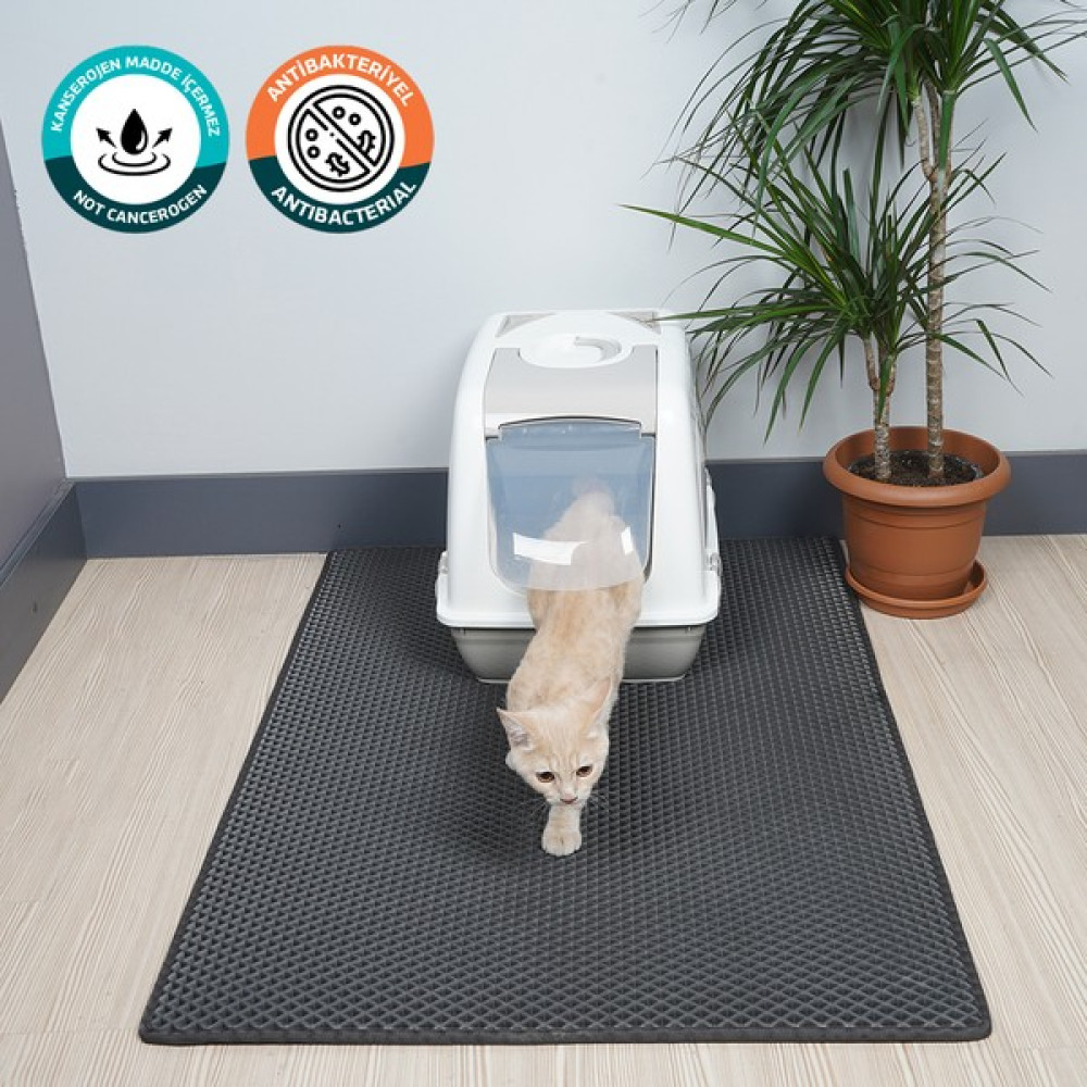 Eva Türkiye 80X110 cm Kedi Tuvaleti Önü Paspası Kedi Kumu Paspası - Koyu Gri Evcil Hayvan Ürünleri Fiyatı