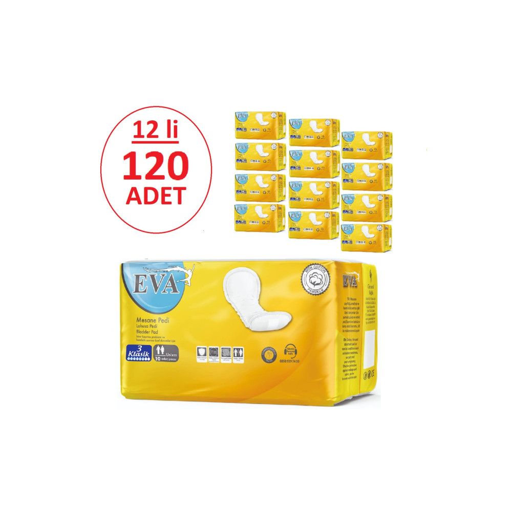 EVA Yoğun Medium Orta Boy Mesane Pedi 120 Adet (20*6 PAKET) Hasta Bezleri ve Temizliği Fiyatı