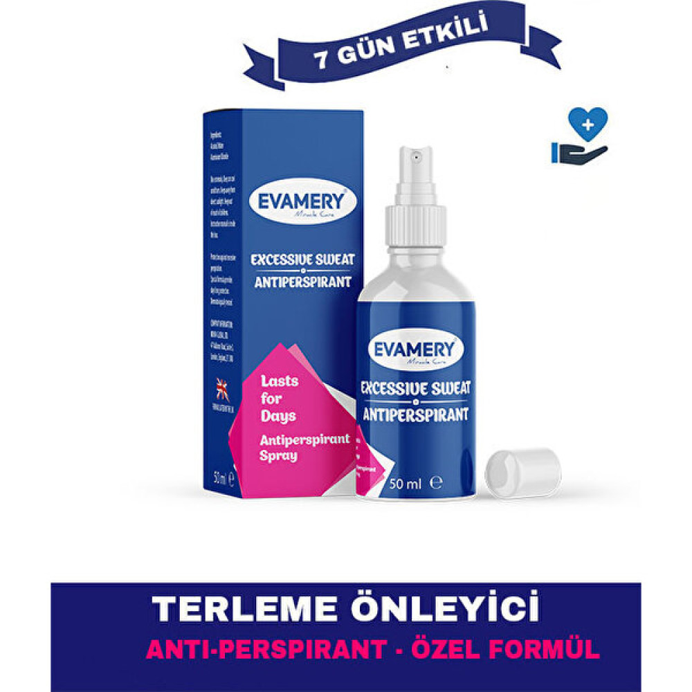 Evamery Terleme Önleyici Antiperspirant Sprey Iz Bırakmaz - Gün Boyu Kuruluk El Ayak ve Koltuk Altı 50 ml Deodorantlar Fiyatı