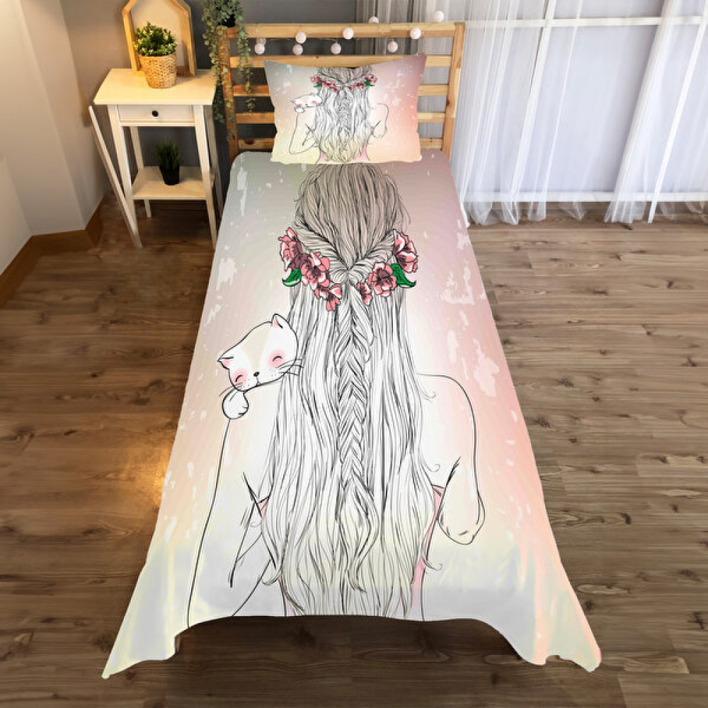 Evan Home Çiçek Tacı Desenli Yatak Örtüsü ve Yastık Kılıfı 2li Takımı - 140 x 220 cm - Renkli Yatak Örtüsü Fiyatı