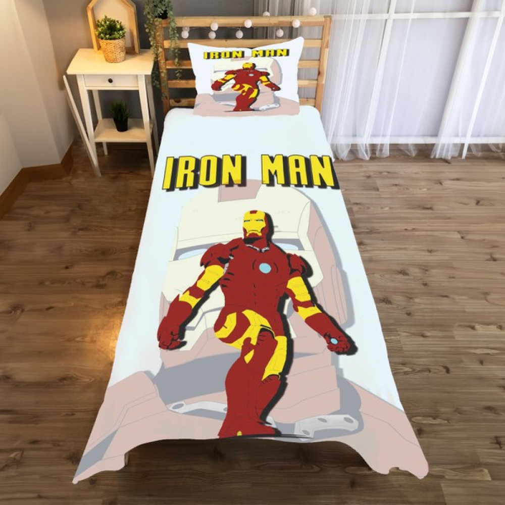 Evan Home Iron Man Desenli Yatak Örtüsü ve Yastık Kılıfı 2li Takımı - 140 x 220 cm - Renkli Yatak Örtüsü Fiyatı