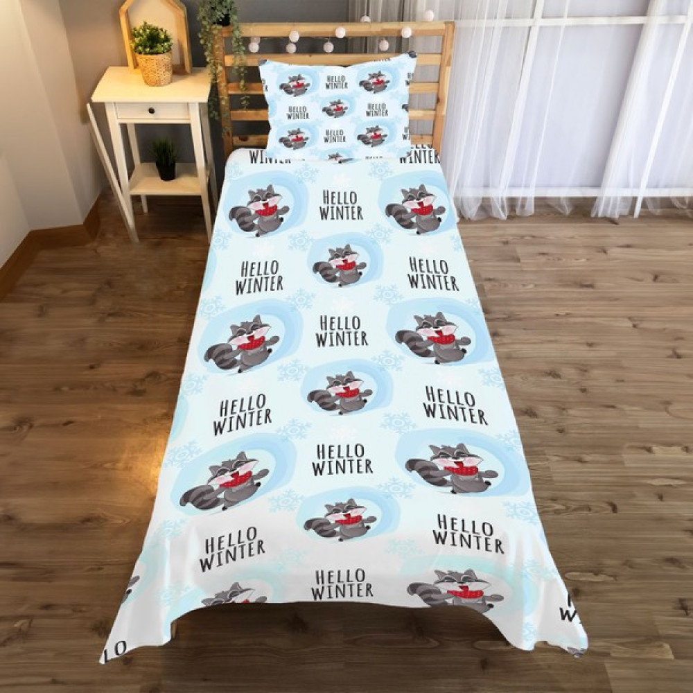 Evan Home Merhaba Kış Desenli Yatak Örtüsü ve Yastık Kılıfı 2li Takımı - 140 x 220 cm - Açık Mavi Yatak Örtüsü Fiyatı