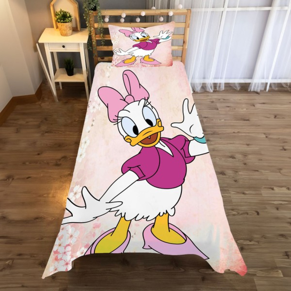 Evan Home Papatya Ördeği Desenli Yatak Örtüsü ve Yastık Kılıfı 2li Takımı - 140 x 220 cm - Renkli Yatak Örtüsü Fiyatı