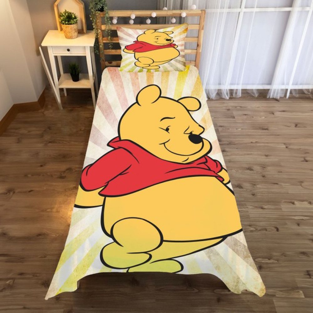 Evan Home Winnie Ayı Desenli Yatak Örtüsü ve Yastık Kılıfı 2li Takımı - 140 x 220 cm - Sarı Yatak Örtüsü Fiyatı