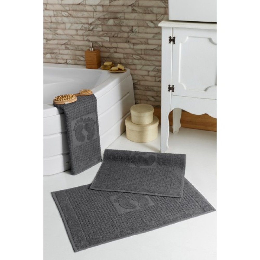 Evanora 3 Adet 780 Gram Puffy Ayak Havlusu - Banyo Paspası Çeyiz Seti Banyo Seti - 50 x 70 cm - Antrasit El / Yüz Havlusu Fiyatı
