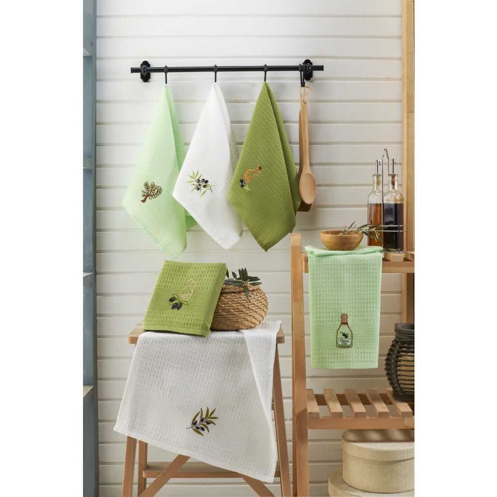 Evanora Adelina Kitchen Olive Oil Set 6 Adet Pamuklu Nakışlı Desenli Mutfak Havlusu Kurulama Bezi 40 X 60 Banyo Havlusu Fiyatı