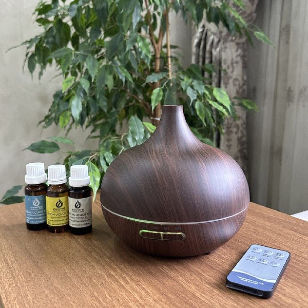 Evanthe 500 ml Aromaterapi Difüzör Ultrasonik Buharlı Oda Nemlendirici Hava Yayıcı - Koyu Kahverengi Diğer Fiyatı