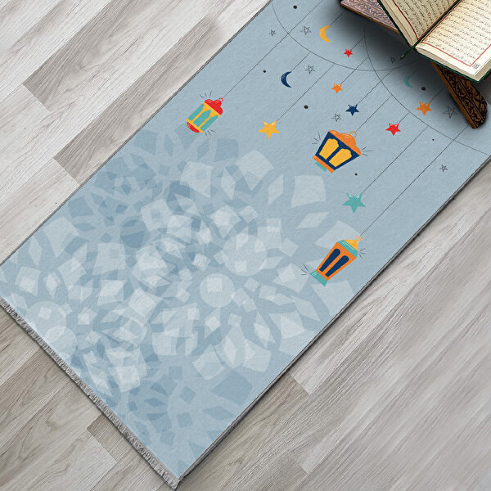Evaşk Çocuk Seccadesi Namazlık Dokuma Halı Kaymaz Muslumana Seccade - 50 x 90 cm - Mavi Seccade Fiyatı