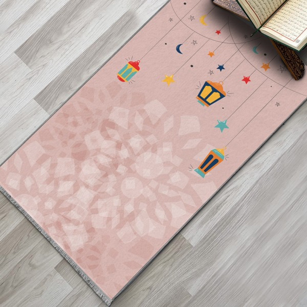 Evaşk Çocuk Seccadesi Namazlık Dokuma Halı Kaymaz Muslumana Seccade - 50 x 90 cm - Pembe Seccade Fiyatı