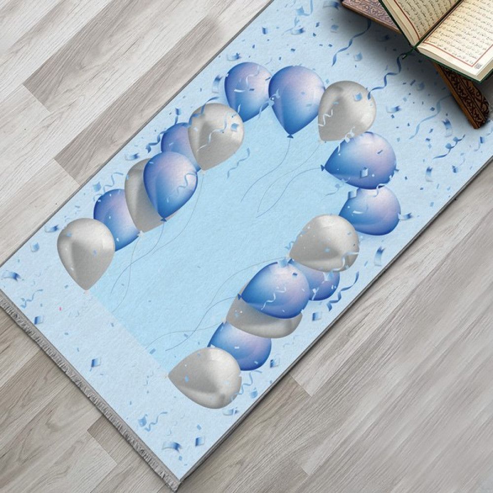 Evaşk Çocuk Seccadesi Namazlık Dokuma Halı Kaymaz Muslumana Seccade - 66 x 113 cm - Mavi Seccade Fiyatı