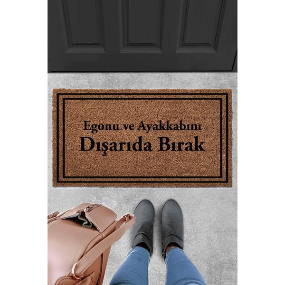 Evaşk Kapı Önü Logolu Vinil Tabanlı Kıl Koko Paspas - Bej - 33 x 60 cm Paspas Fiyatı