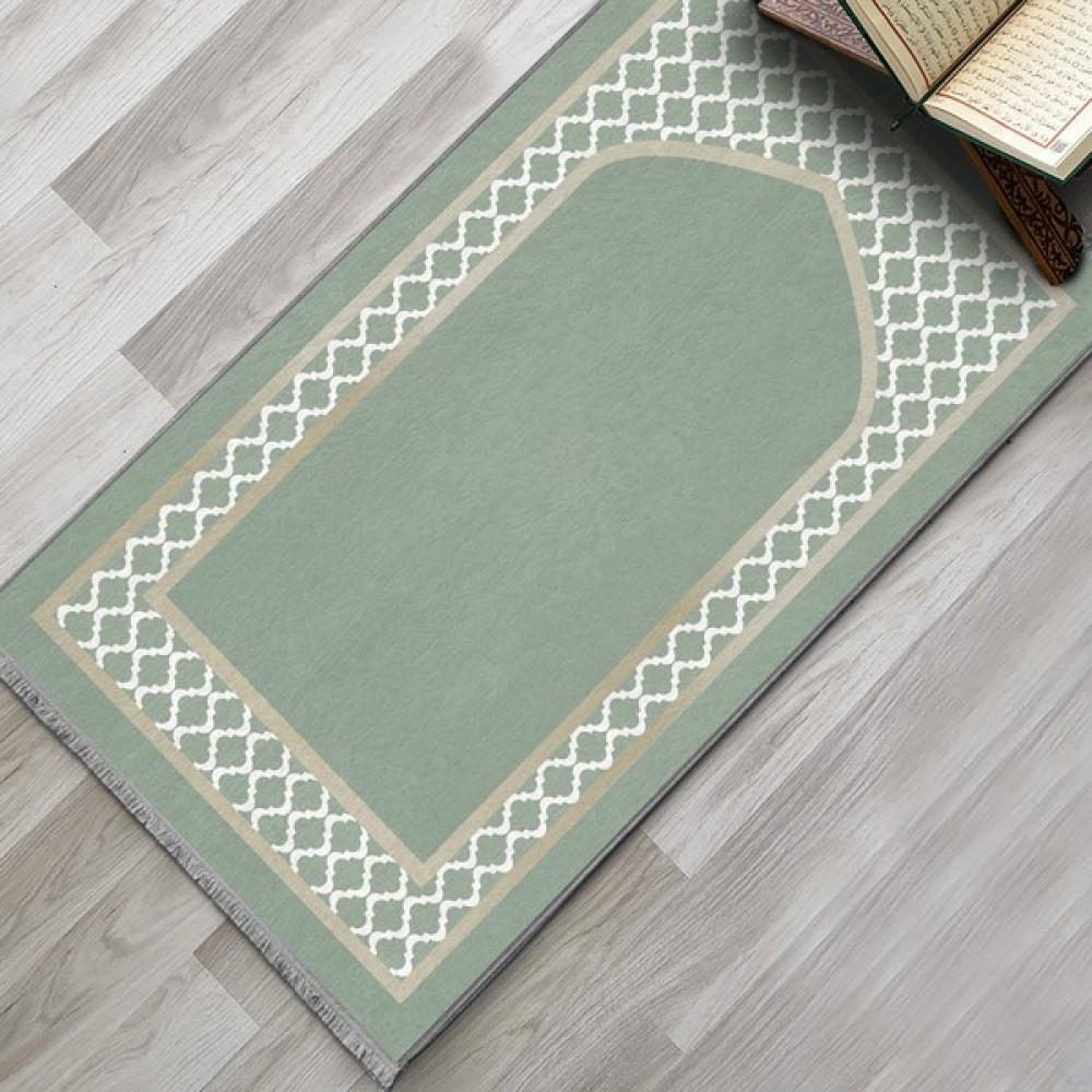 Evaşk Namazlık Dokuma Halı Kaymaz Muslumana Seccade - 66 x 113 cm - Açık Yeşil Seccade Fiyatı