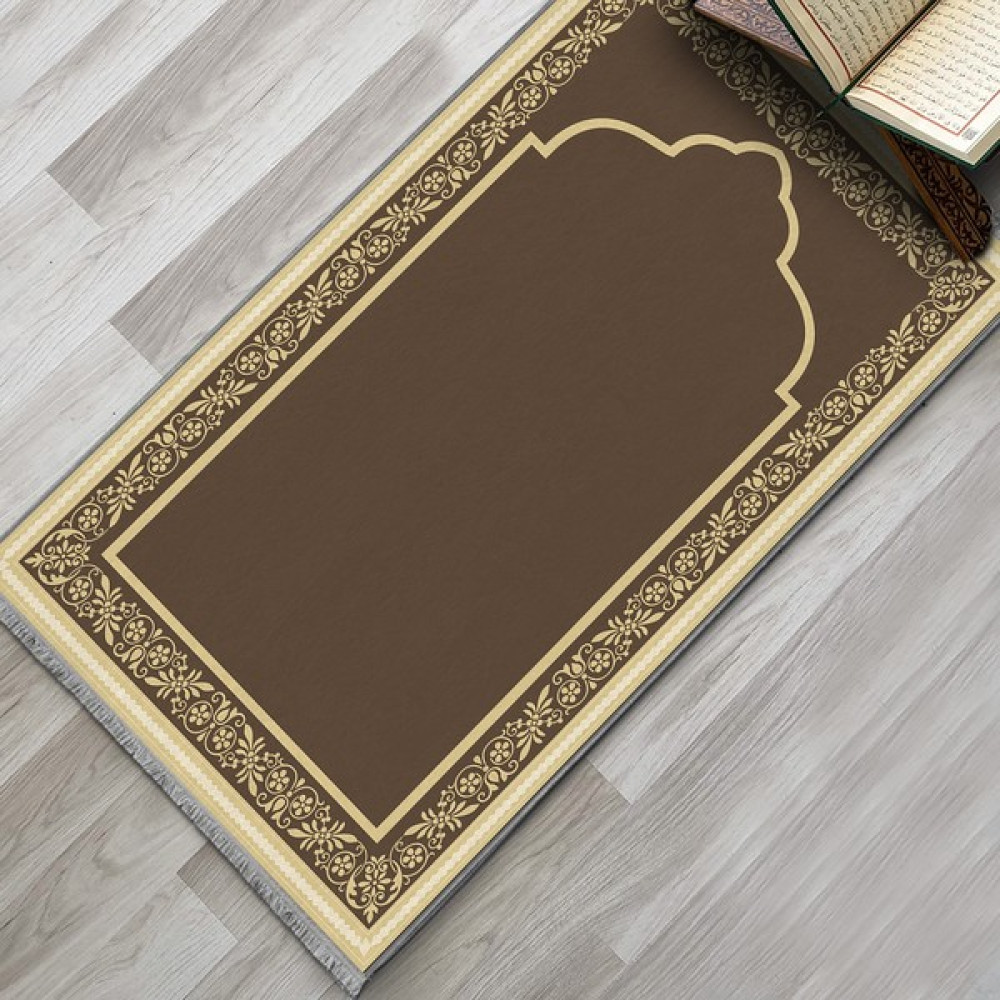 Evaşk Namazlık Dokuma Halı Kaymaz Muslumana Seccade - 66 x 113 cm - Kahverengi Seccade Fiyatı