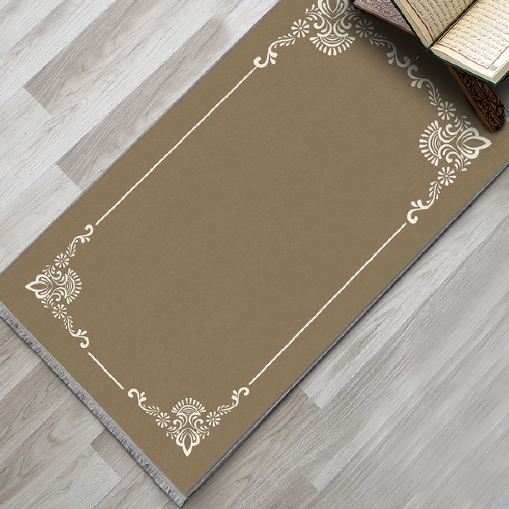 Evaşk Namazlık Dokuma Halı Kaymaz Muslumana Seccade - 66 x 113 cm - Sütlü Kahverengi Seccade Fiyatı