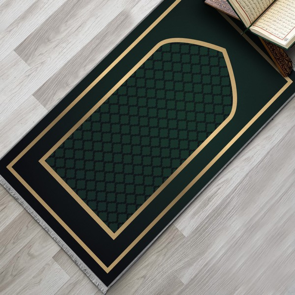 Evaşk Namazlık Dokuma Halı Kaymaz Muslumana Seccade - 80 x 135 cm - Yeşil Seccade Fiyatı