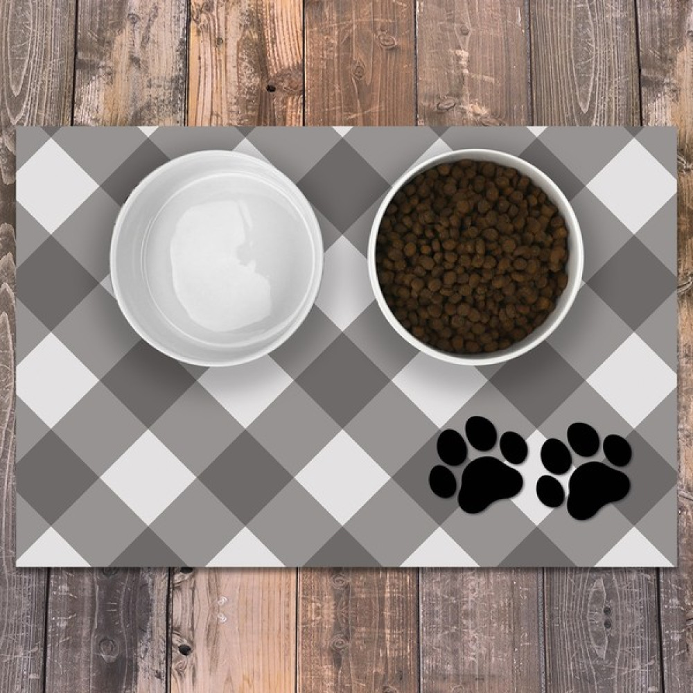 Evaşk Vinil Kaymaz Tabanlı Keçe Baskılı Evcil Hayvan Pet Mama Paspası 30x45 - Gri Evcil Hayvan Ürünleri Fiyatı