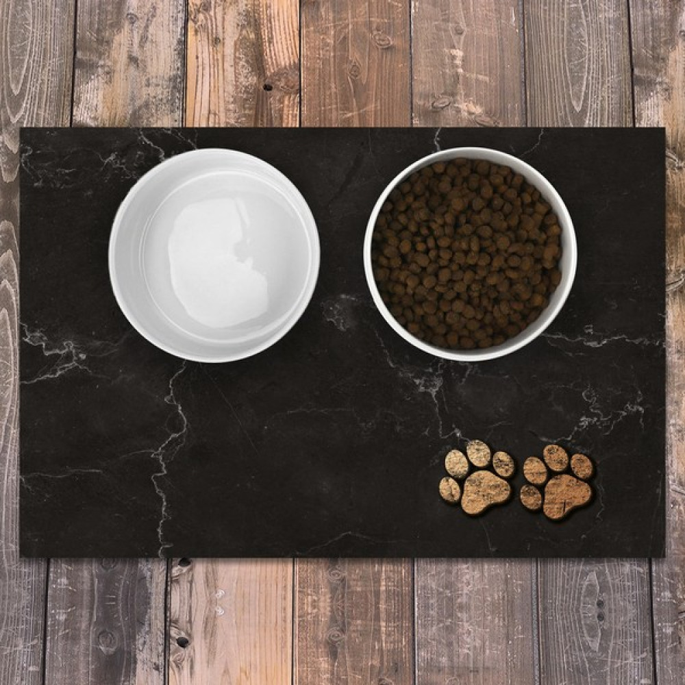 Evaşk Vinil Kaymaz Tabanlı Keçe Baskılı Evcil Hayvan Pet Mama Paspası 45x75 - Siyah Evcil Hayvan Ürünleri Fiyatı