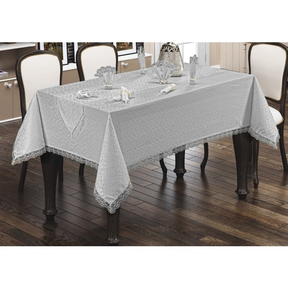 Evcimen Store Kdk Dertsiz Yemek Takımı - Gri - 160 x 220 cm Masa Örtüsü Fiyatı