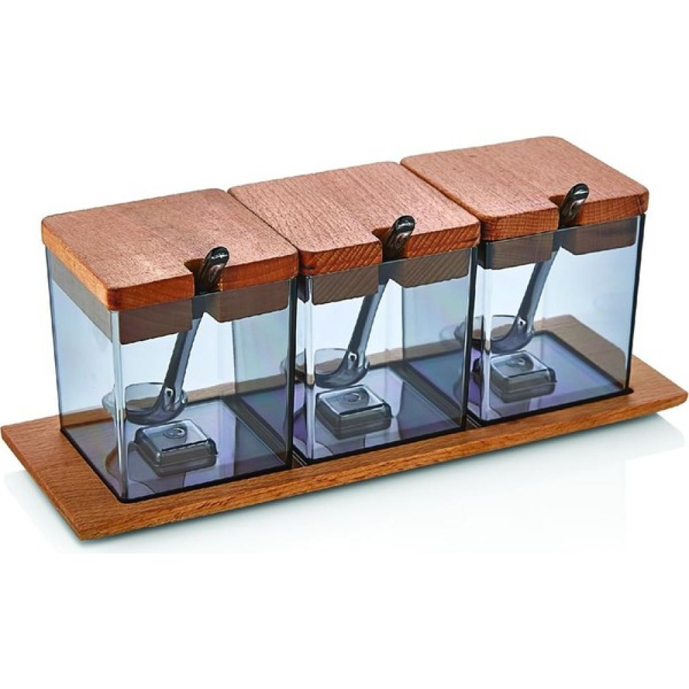 Evdek 3'lü Kaşıklı Füme Baharatlık Seti 26x9 Cm Baharat Setleri & Baharatlıklar Fiyatı