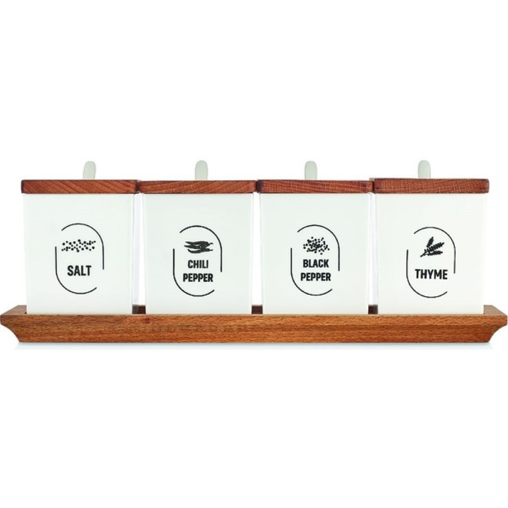 Evdek 4'lü Kaşıklı Beyaz Baharatlık Seti 32x10 Cm Baharat Setleri & Baharatlıklar Fiyatı