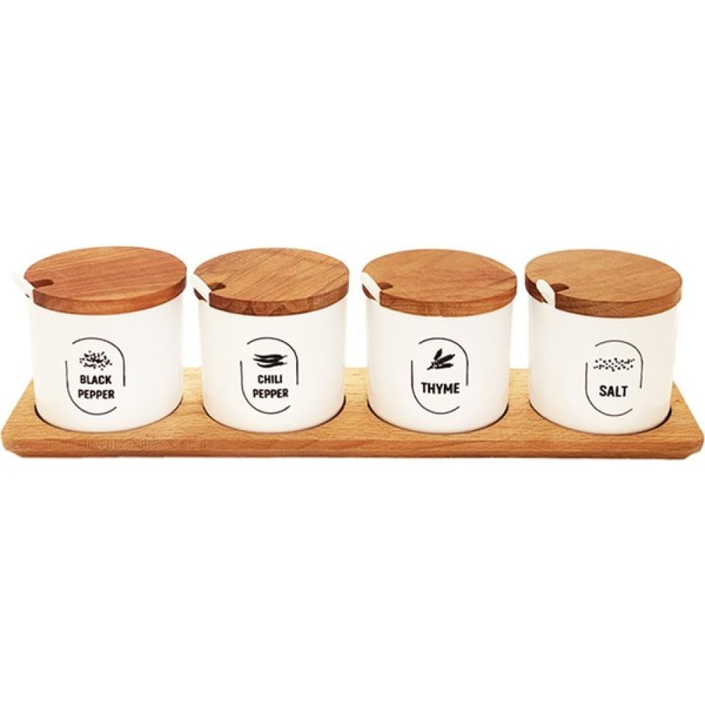 Evdek 4'lü Kaşıklı Beyaz Baharatlık Seti 38x10 Cm Baharat Setleri & Baharatlıklar Fiyatı