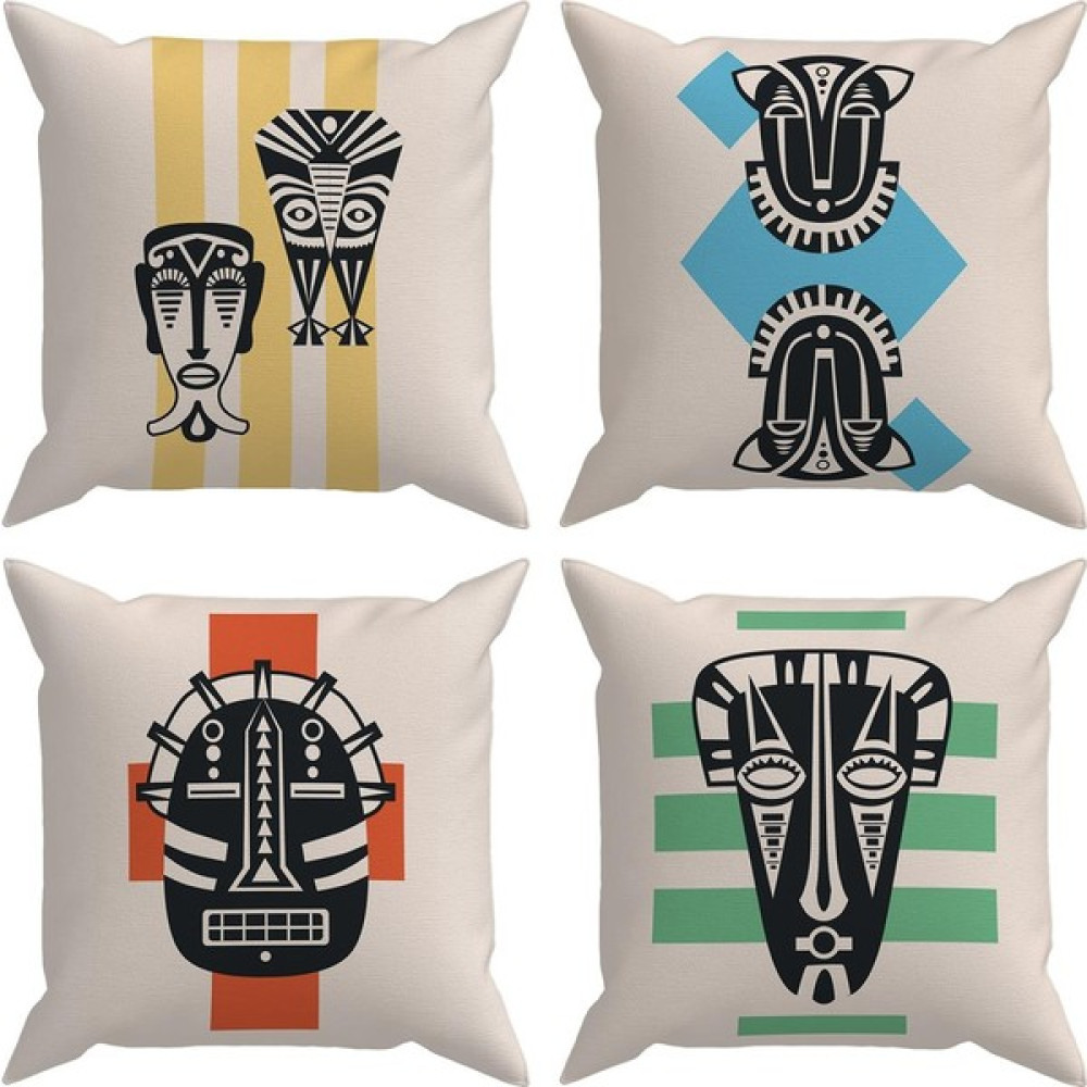 Evdek African 4'lü Kırlent Kılıfı Ds1 - 50 x 50 cm - Renkli Kırlent / Mobilya Yastığı Fiyatı