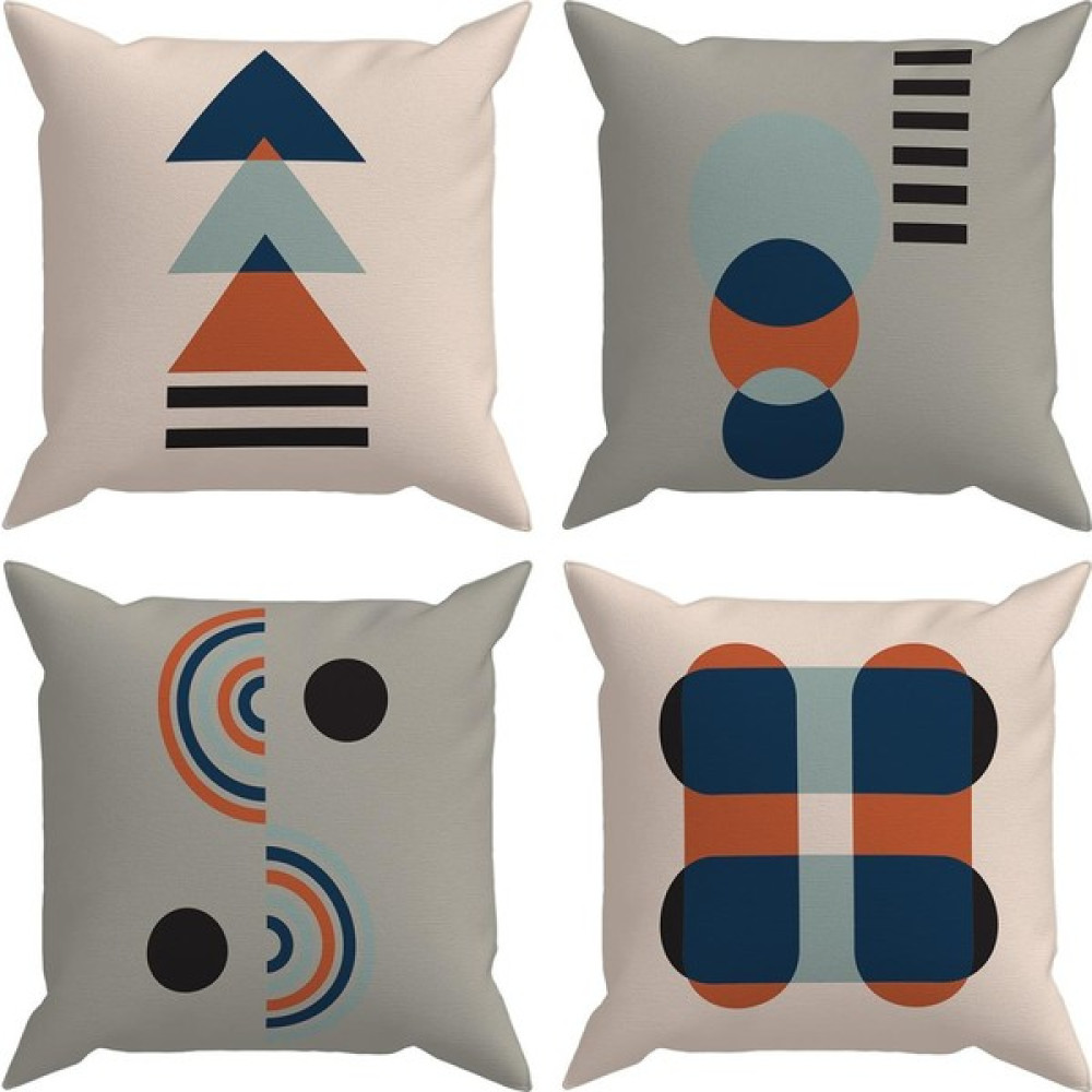 Evdek Geometric 4'lü Kırlent Kılıfı DS29 - 45 x 45 cm - Renkli Kırlent / Mobilya Yastığı Fiyatı