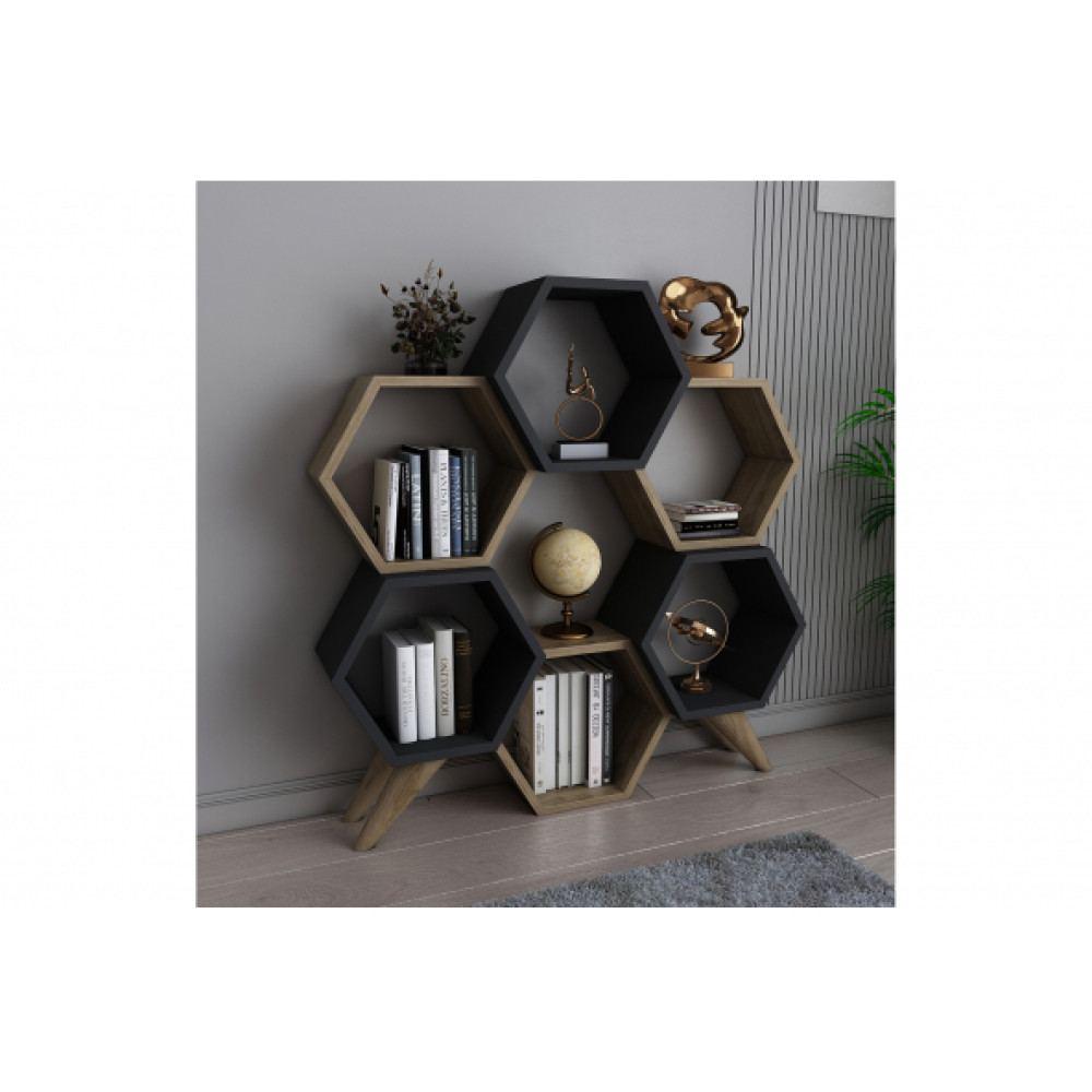 Evdekımoda Hexagon Kıtaplık (Sıyah-Ud) Kitaplık Fiyatı
