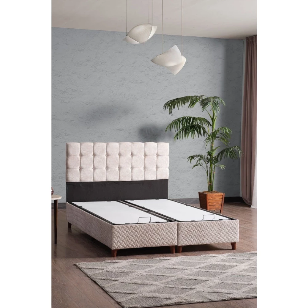 Evdemo  Bengu Cift Kisilik Baza Baslik Set Krem 150*200 Oda Mobilyası Takımı Fiyatı