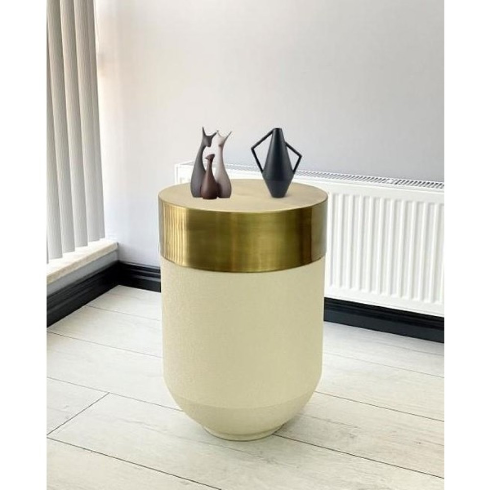Evden İste Dekoratif Eskitme Darbuka Beyaz Sehpa 60 Cm Saksı ve Aksesuarları Fiyatı